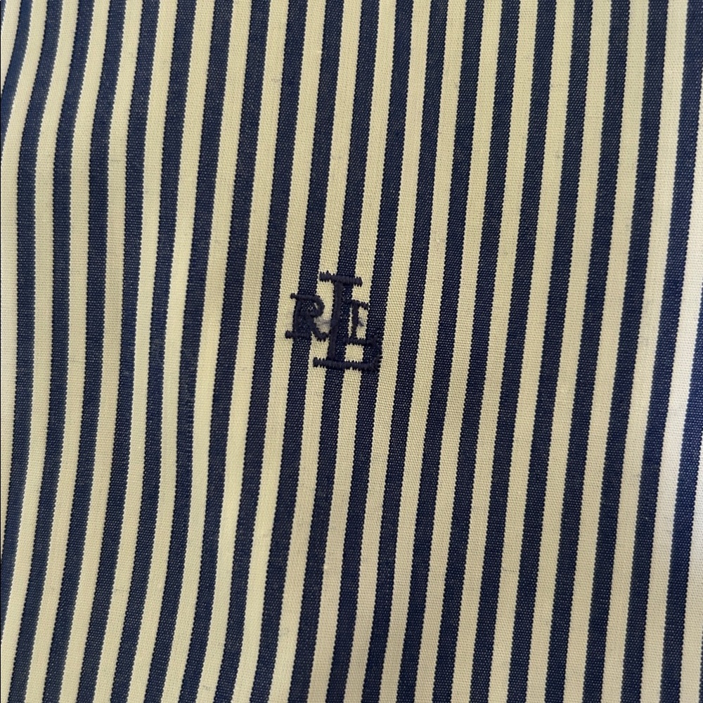Ralph Lauren Navy and White Striped Dress Shirt - Picture 3 of 3